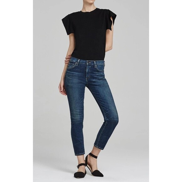 Citizens Of Humanity Size 25 Agnes Crop Jeans Blue Mid Rise Slim Straight Euclid - Picture 1 of 12